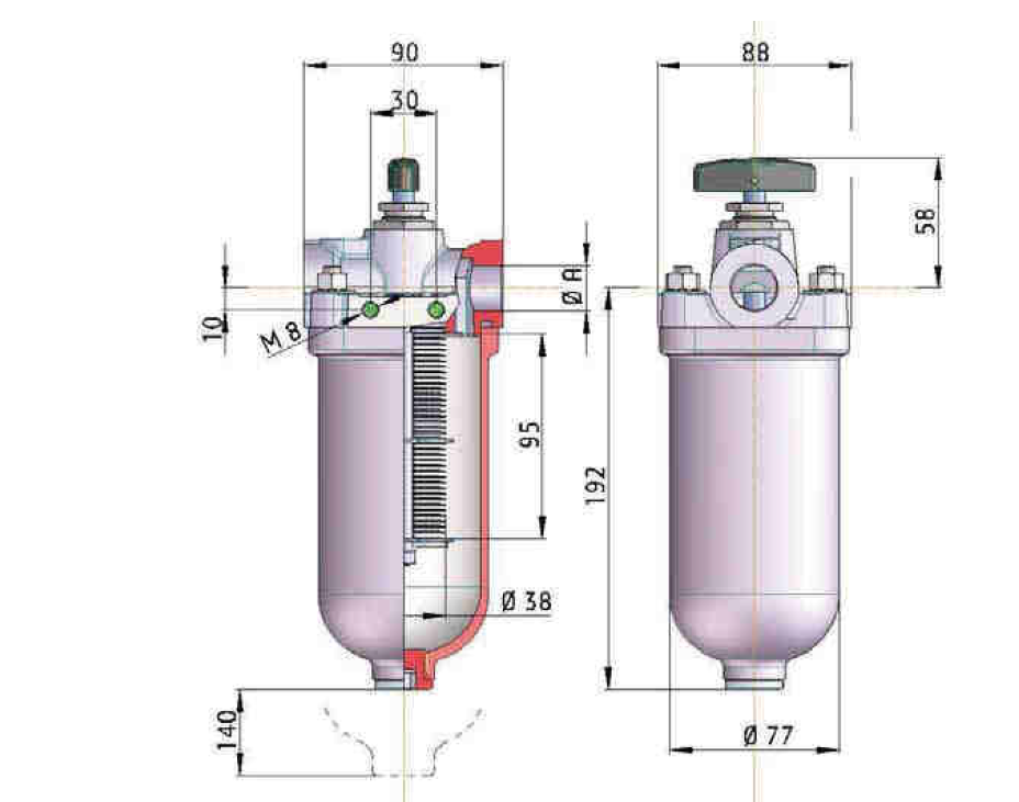 KMGP00013 Plattenspaltfilter, 0,2 mm Spaltweite