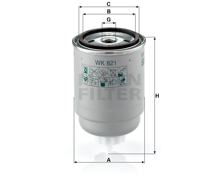 WK 821 fuel filter spin-on