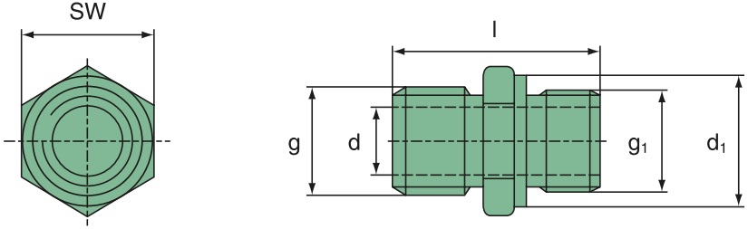 21 039 15 101 Doppelnippel 1 1/2"-16UN2A / M 38x1,5