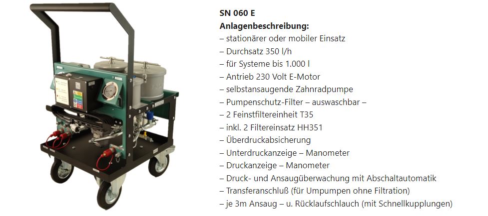 SN 060-E Filteraggregat mobil