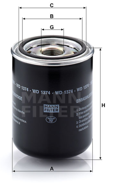 WD 1374 oil filter spin-on