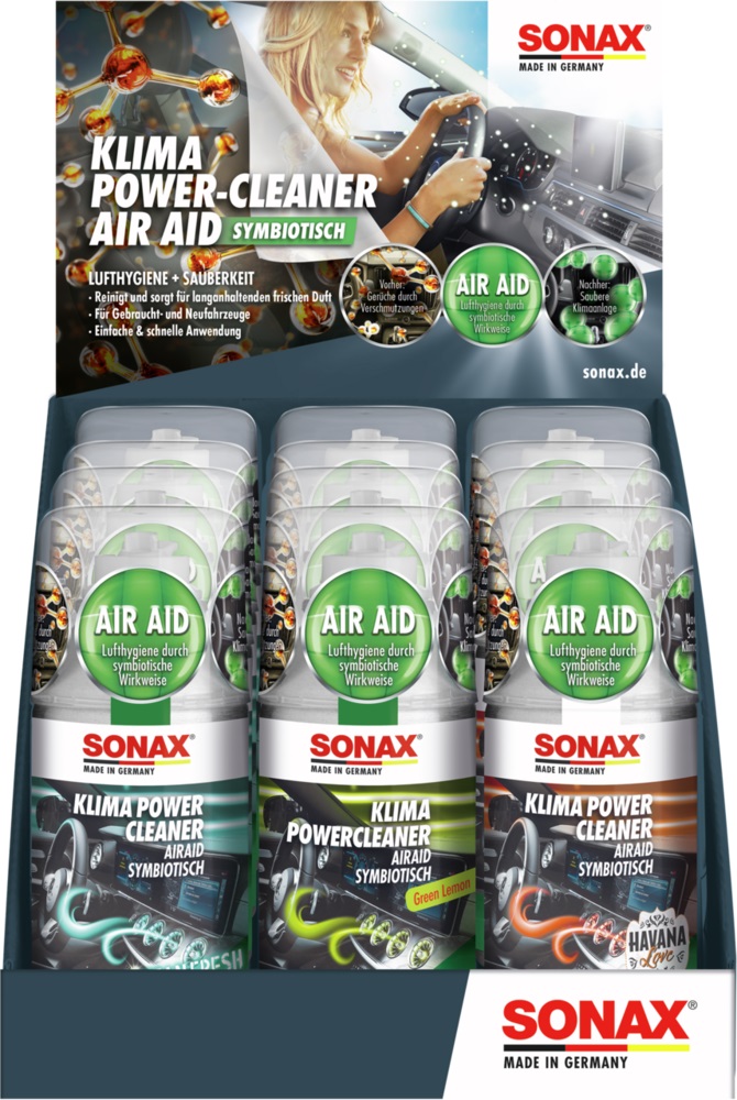 SONAX Air Conditioning Power Cleaner AirAid symbiotic counter display mix