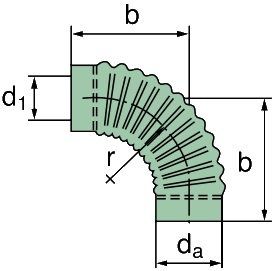 39 000 25 266 Krümmer 90°, ID=130mm x 265mm (Gummi)