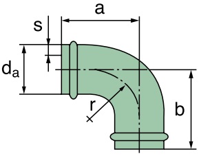 39 000 25 207 Krümmer 90°, AD=70mm x 100mm (St)