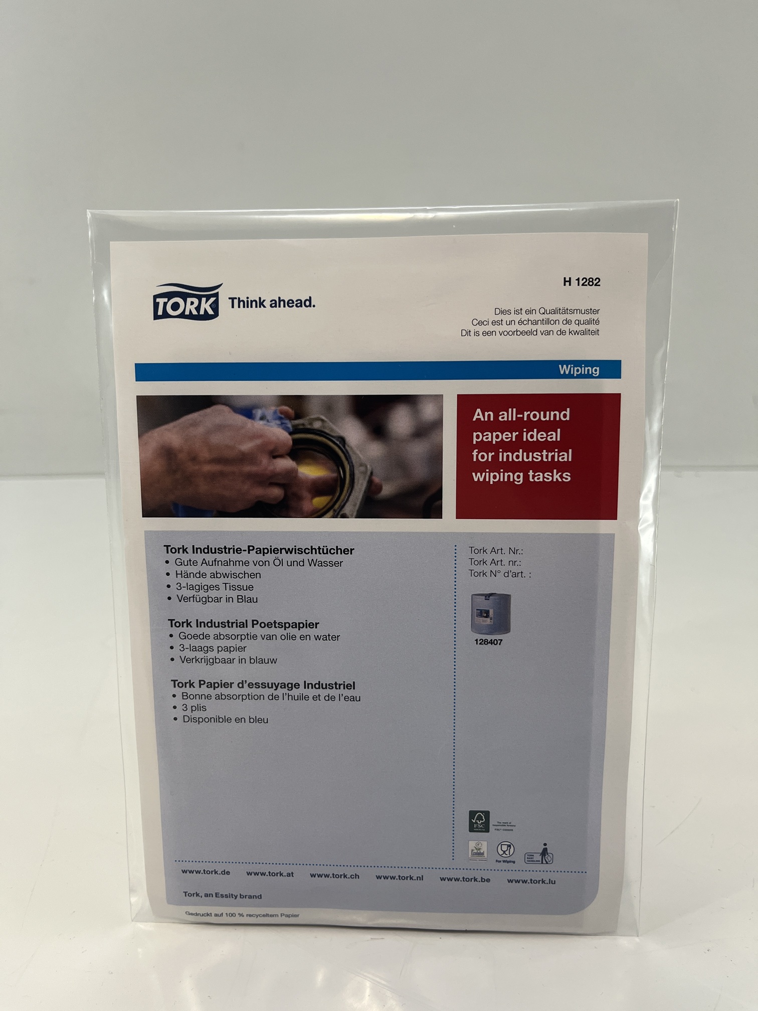 Muster Tork Papierwischtücher blau W1