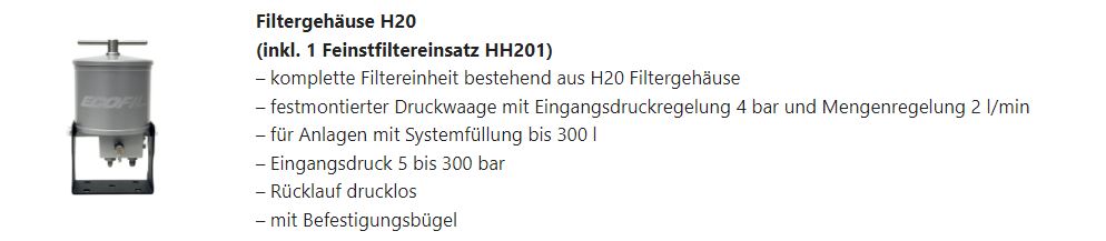 H20 Filtergehäuse