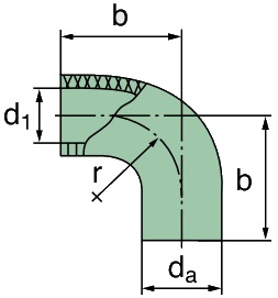 39 000 25 280 Krümmer 90°, ID=52mm x 115mm (Gummi)