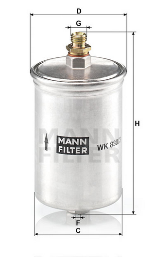 WK 830/3 fuel filter in-line