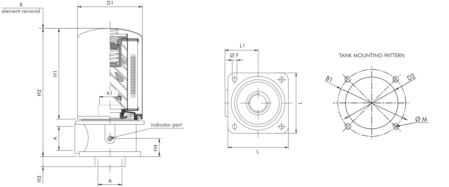 FA221G25BMBB7PDB In line tank top return filter FA2