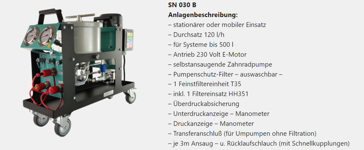 SN 030 B Filteraggregat mobil