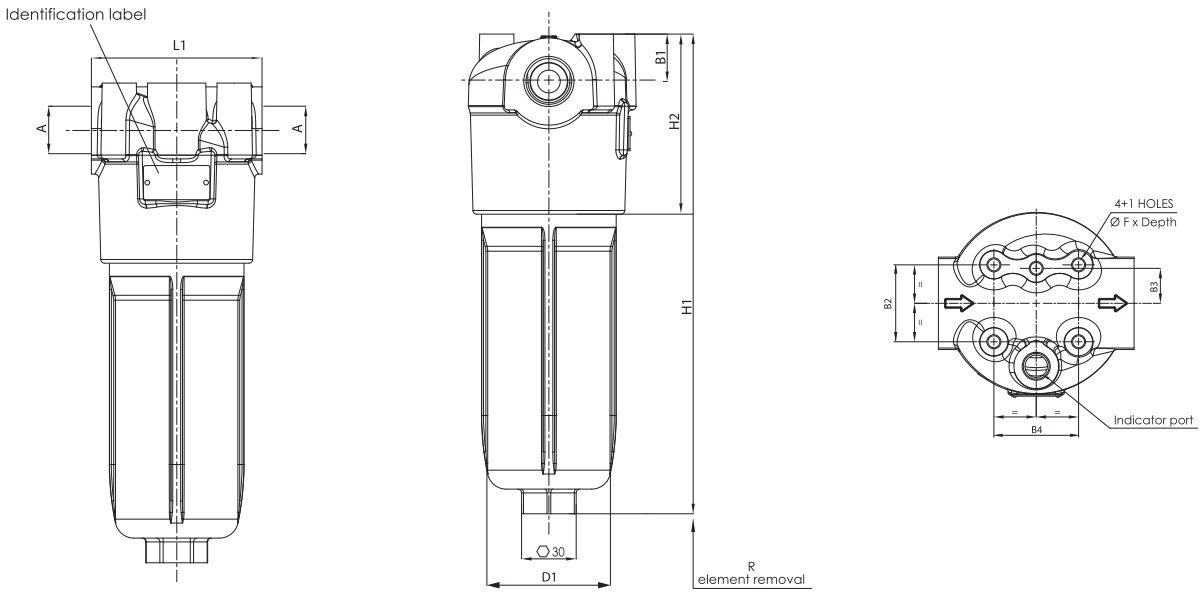 F100XD160G10ABB60WV05 Inline medium pressure filter