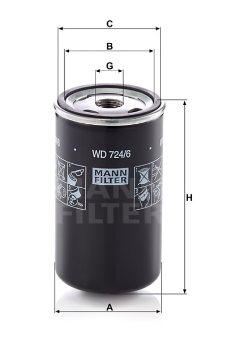 WD 724/6 hydraulic filter spin-on