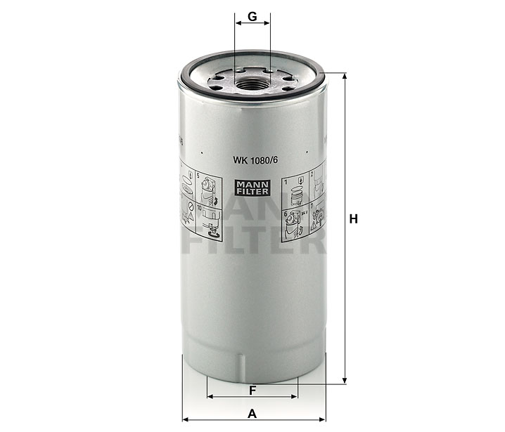 WK 1080/6 x fuel filter spin-on