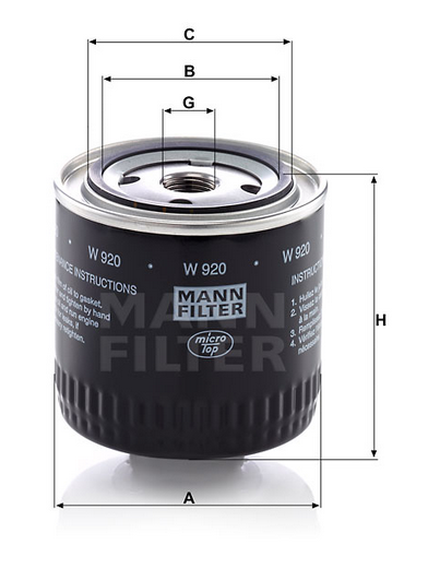 W 920 oil filter (spin-on)