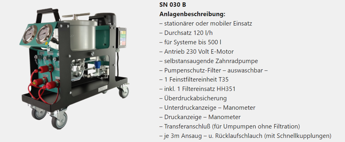 SN 030-B Filteraggregat mobil