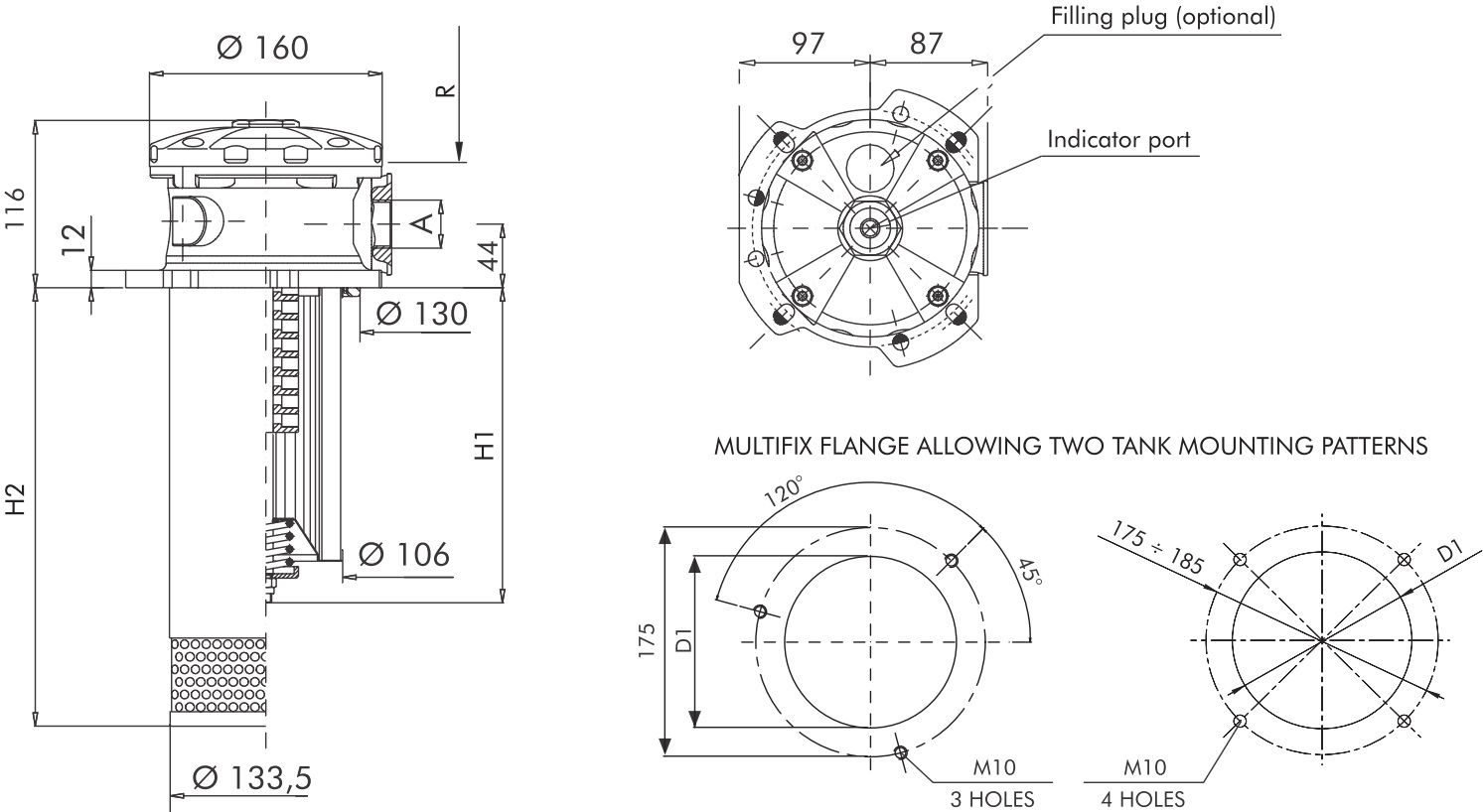 FCR721G10BB5BMS0CPDB Return filter tank top mounting