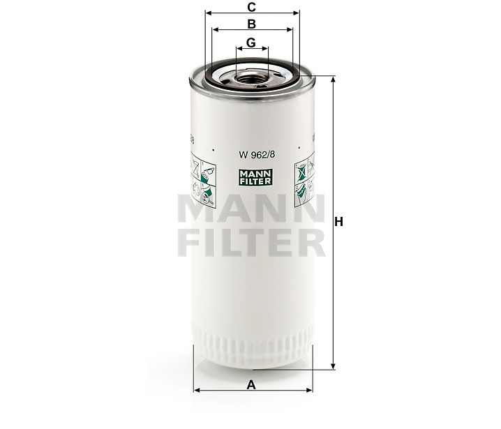 W 962/8 oil filter (spin-on)