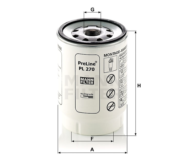 PL 270 x fuel filter spin-on (prefilter)