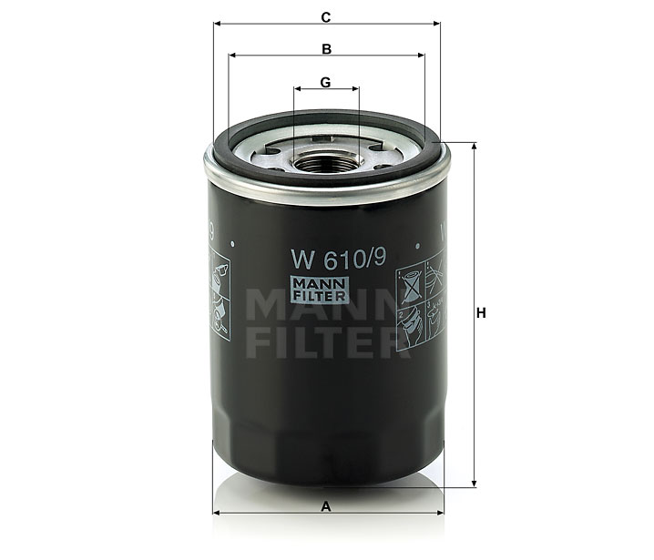 W 610/9 oil filter (spin-on)
