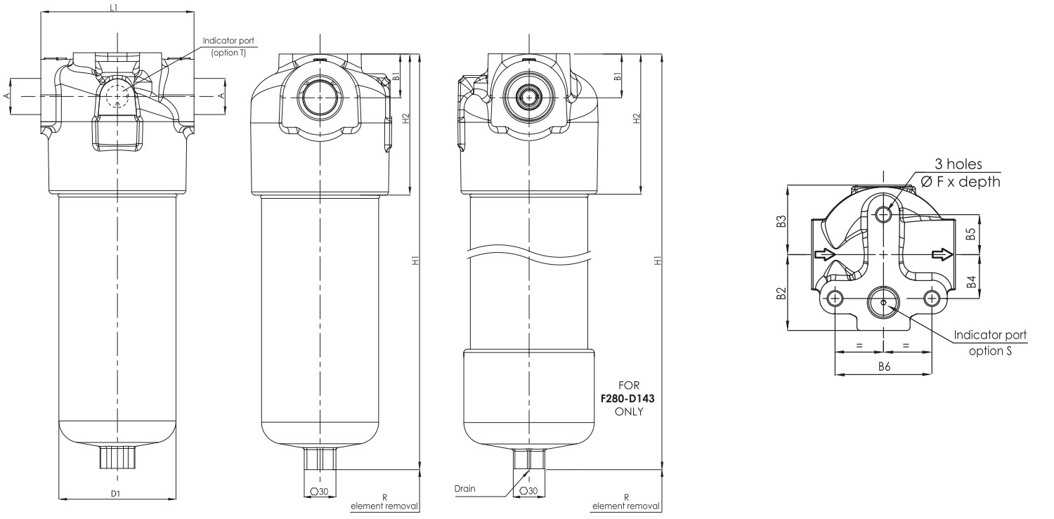 F280D121G10ABB40S000 Inline medium pressure filter