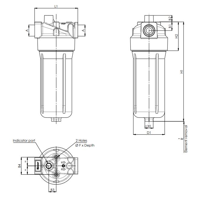 F040DMD0015000BB6DW000S0 Leitungsfiltergehäuse (Druckfilter)