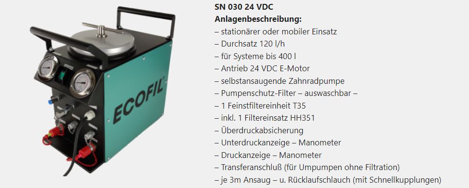 SN 030-24V filtering unit