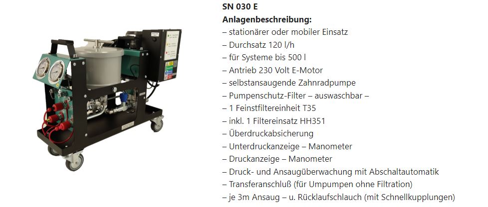 SN 030-E Filteraggregat mobil